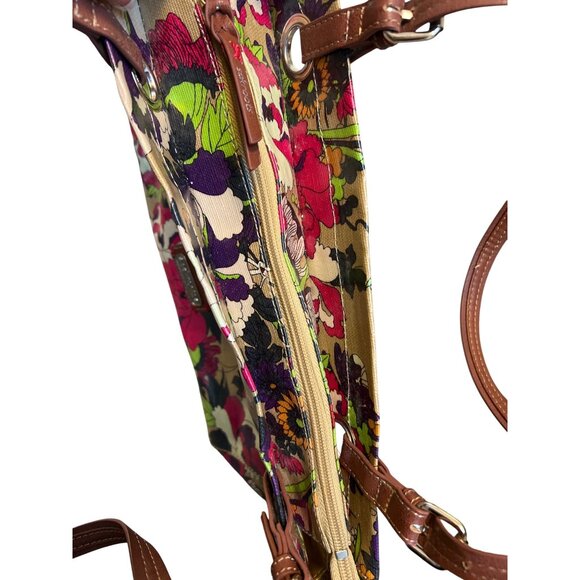 Sakroots Floral Large Satchel Bag Double Handles Gold Interior Top Zip Flowers - Picture 6 of 7